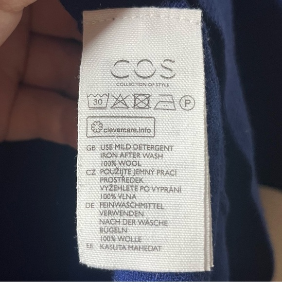 COS 100% Wool Electric Blue Longsleeve Mockneck Knit Tunic Dress - Picture 8 of 8